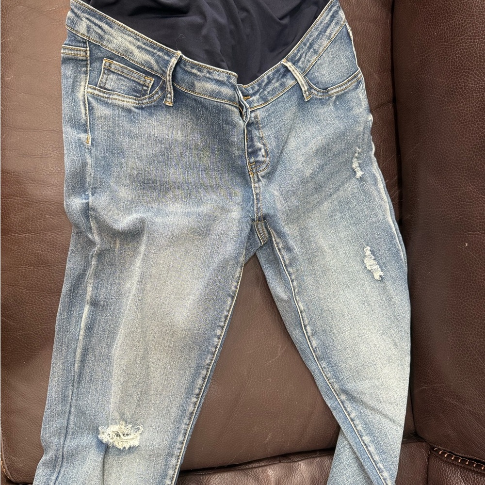 SHEIN Light Blue Distressed Skinny Jeans